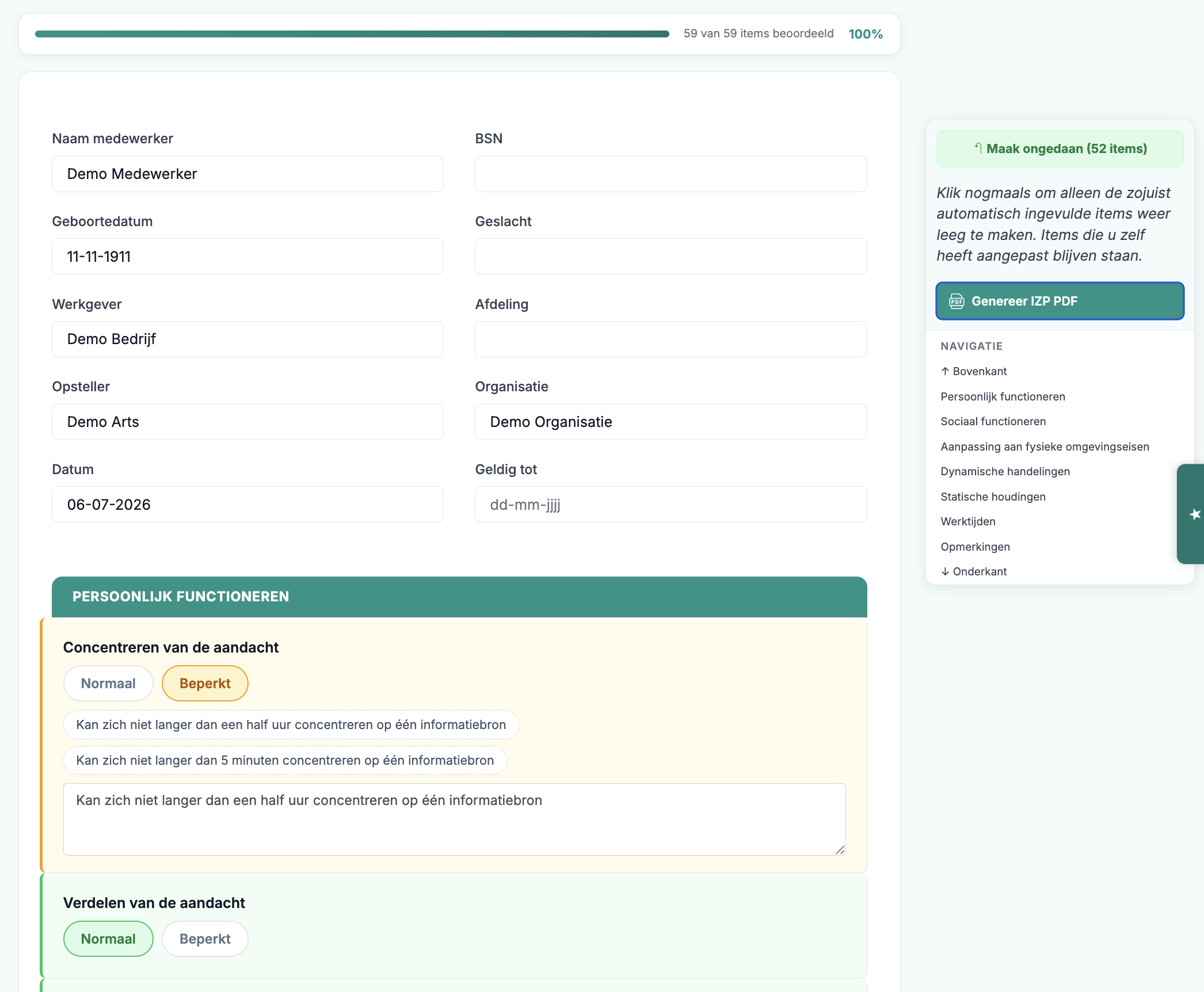 IZP Tool invulformulier